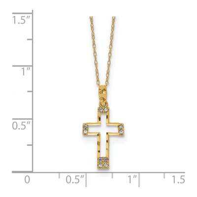14K Yellow Gold CZ Cross Necklace – view 4