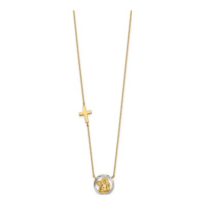 14K Yellow Gold Angel Cross Necklace – view 3