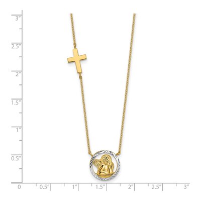 14K Yellow Gold Angel Cross Necklace – view 4