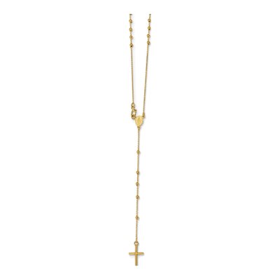 14K Yellow Gold Beaded Rosary Necklace