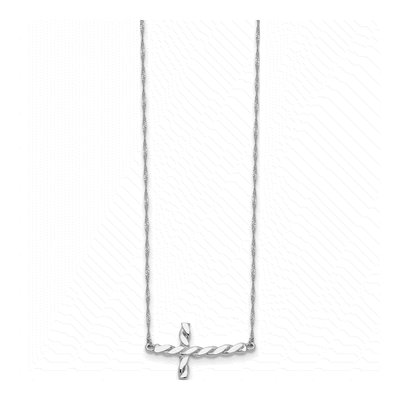 14K White Gold Sideways Cross Necklace – view 3