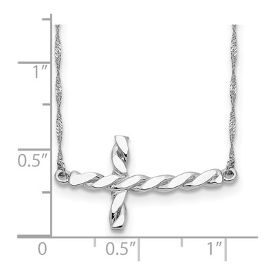 14K White Gold Sideways Cross Necklace – view 4