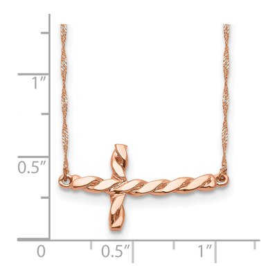 14K Rose Gold Sideways Cross Necklace – view 4