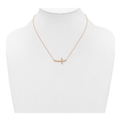 14K Rose Gold Sideways Cross Necklace – view 5