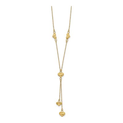 14K Yellow Gold Puffed Hearts Lariat Necklace – view 3