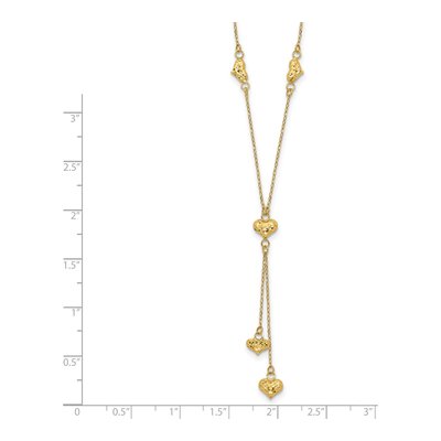 14K Yellow Gold Puffed Hearts Lariat Necklace – view 4