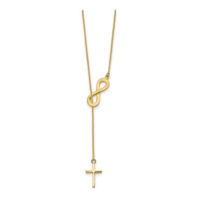 14K Yellow Gold Infinity Cross Lariat Necklace – view 3
