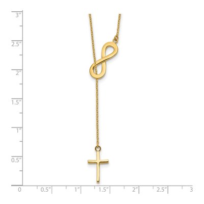 14K Yellow Gold Infinity Cross Lariat Necklace – view 4