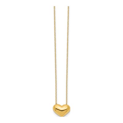 14K Yellow Gold Puffed Heart Pendant Necklace – view 3