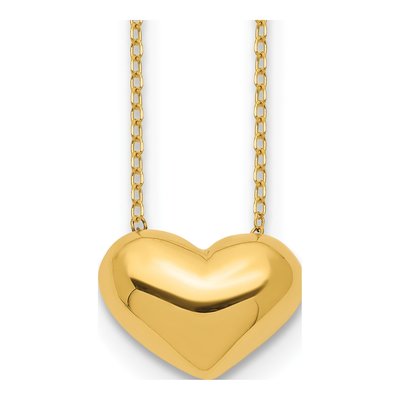 14K Yellow Gold Puffed Heart Pendant Necklace
