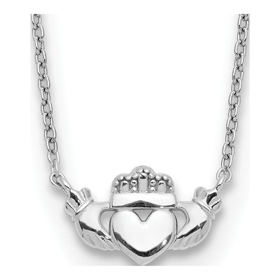 14K White Gold Claddagh Necklace