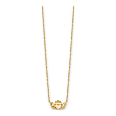 14K Yellow Gold Claddagh Necklace – view 3
