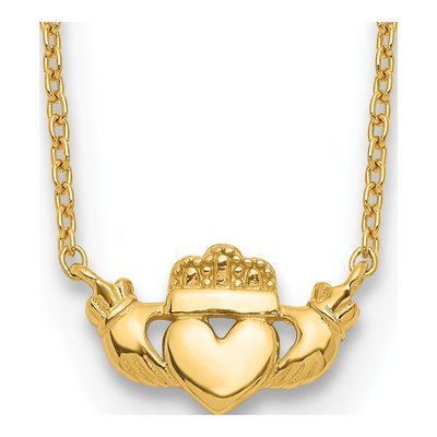 14K Yellow Gold Claddagh Necklace