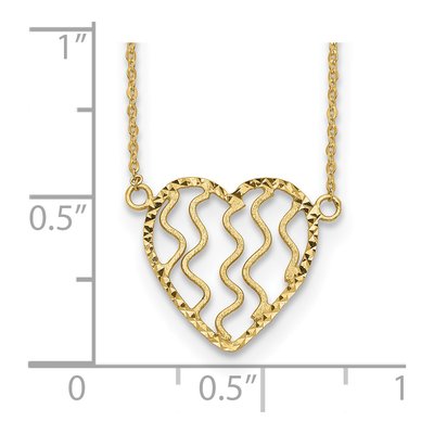 14K Yellow Gold Diamond-Cut Heart Pendant Necklace – view 4