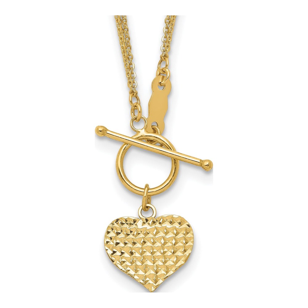 14K Yellow Gold Heart Toggle Pendant Necklace