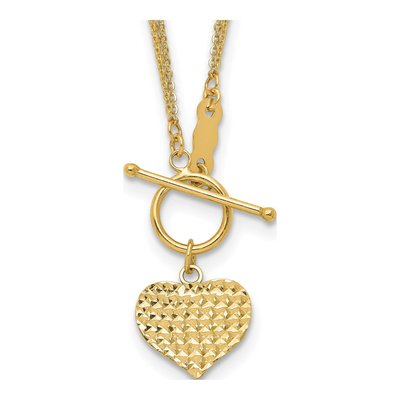14K Yellow Gold Heart Toggle Pendant Necklace