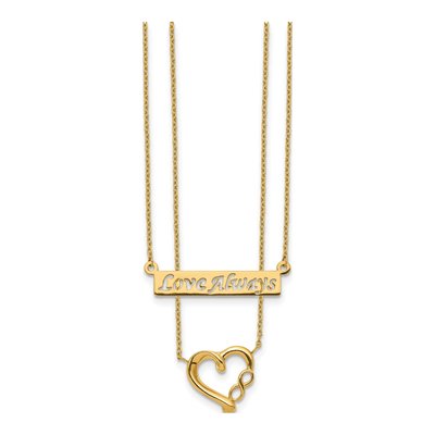14K Yellow Gold Two-Strand Love Always Heart Necklace – view 3