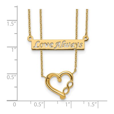 14K Yellow Gold Two-Strand Love Always Heart Necklace – view 4