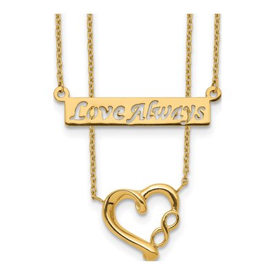 14K Yellow Gold Two-Strand Love Always Heart Necklace