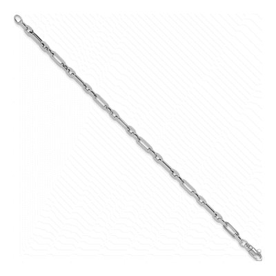 14K White Gold 7.5mm Fancy Link Chain Bracelet – view 3