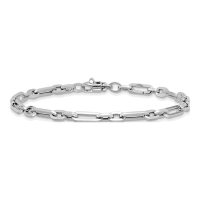 14K White Gold 7.5mm Fancy Link Chain Bracelet – view 4