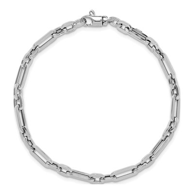 14K White Gold 7.5mm Fancy Link Chain Bracelet – view 5