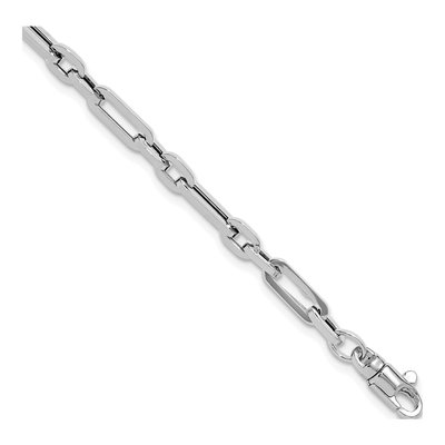 14K White Gold 7.5mm Fancy Link Chain Bracelet