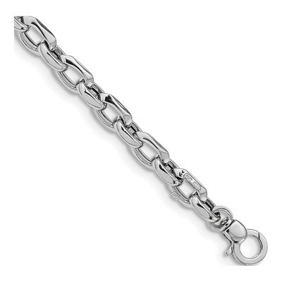 14K White Gold 6.75mm Cable Link Chain Bracelet
