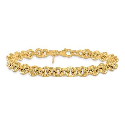 14K Yellow Gold 6.73mm Rolo Chain Bracelet – view 3