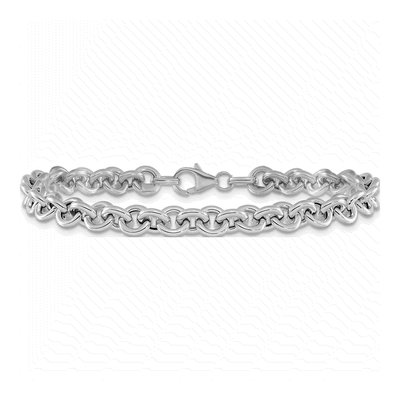 14K White Gold 6.73mm Rolo Chain Bracelet – view 4