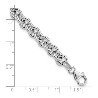 14K White Gold 6.73mm Rolo Chain Bracelet – view 5