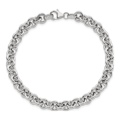 14K White Gold 6.73mm Rolo Chain Bracelet – view 6