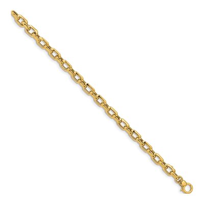 14K Yellow Gold 6.75mm Fancy Cable Rolo Chain Bracelet – view 3