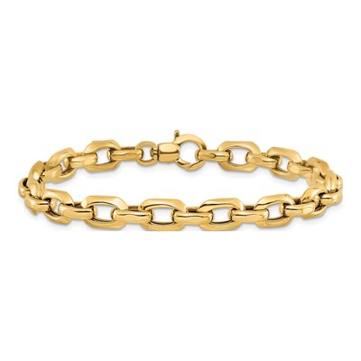 14K Yellow Gold 6.75mm Fancy Cable Rolo Chain Bracelet – view 4