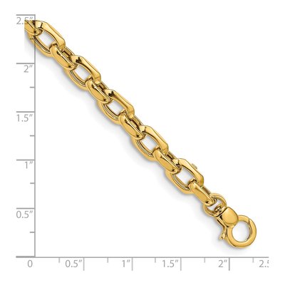 14K Yellow Gold 6.75mm Fancy Cable Rolo Chain Bracelet – view 5