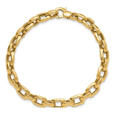 14K Yellow Gold 6.75mm Fancy Cable Rolo Chain Bracelet – view 6