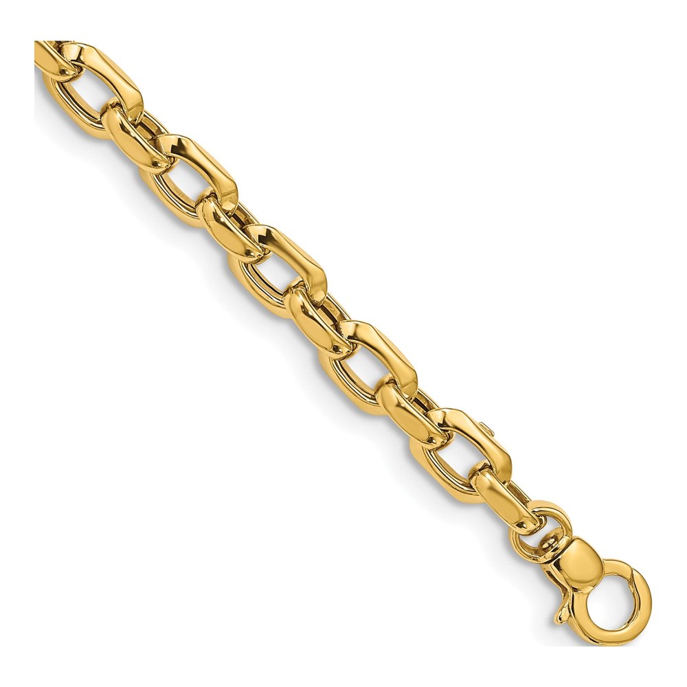 14K Yellow Gold 6.75mm Fancy Cable Rolo Chain Bracelet