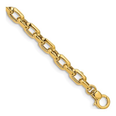 14K Yellow Gold 6.75mm Fancy Cable Rolo Chain Bracelet