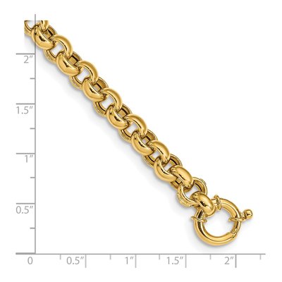 14K Yellow Gold 7.63mm Fancy Rolo Chain Bracelet – view 3