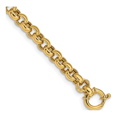 14K Yellow Gold 7.63mm Fancy Rolo Chain Bracelet