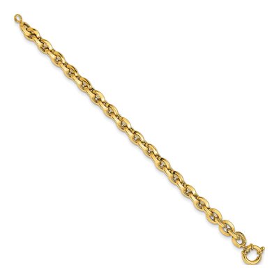 14K Yellow Gold 7.9mm Knife-edge Rolo Link 8in Bracelet – view 3