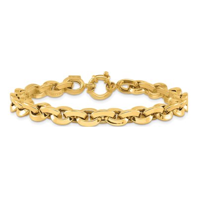14K Yellow Gold 7.9mm Knife-edge Rolo Link 8in Bracelet – view 4