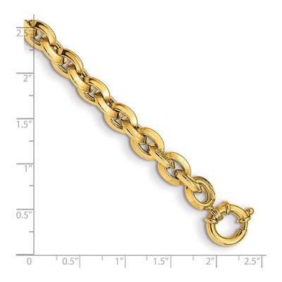 14K Yellow Gold 7.9mm Knife-edge Rolo Link 8in Bracelet – view 5