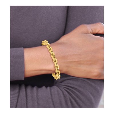 14K Yellow Gold 7.9mm Knife-edge Rolo Link 8in Bracelet – view 6