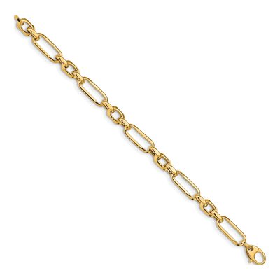 14K Yellow Gold 7.82mm Hollow Fancy Figaro Link Chain Bracelet – view 3