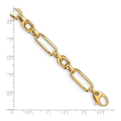 14K Yellow Gold 7.82mm Hollow Fancy Figaro Link Chain Bracelet – view 5