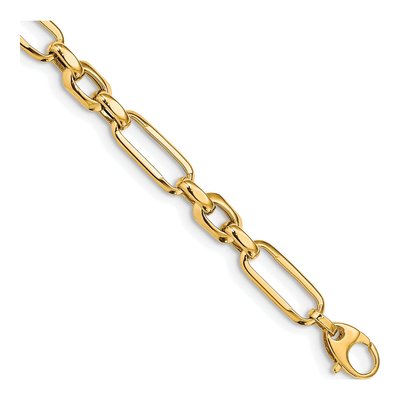 14K Yellow Gold 7.82mm Hollow Fancy Figaro Link Chain Bracelet
