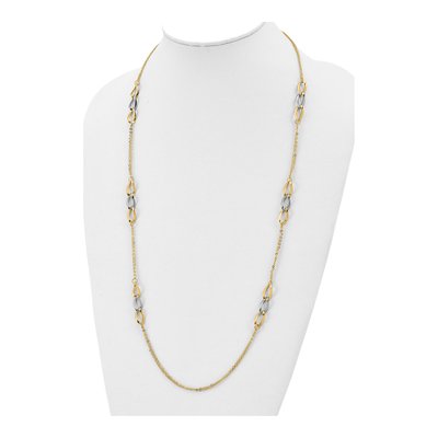 14K Two-Tone Gold Fancy Link Necklace – view 5