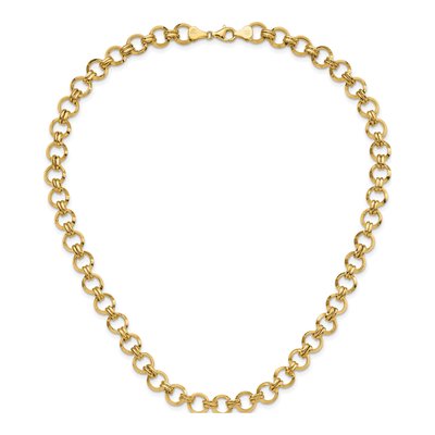 14K Yellow Gold 9.46mm Hollow Fancy Circle Open Link Chain – view 4