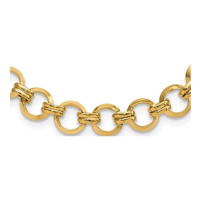14K Yellow Gold 9.46mm Hollow Fancy Circle Open Link Chain